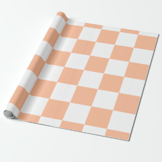 Peach Fuzz Checkered Gingham Pattern Wrapping Paper