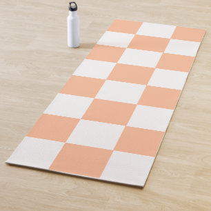 Peach Fuzz Checkered Gingham Pattern Yoga Mat