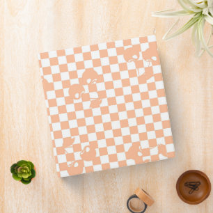 Peach Fuzz Cherry Gingham Pattern 3 Ring Binder