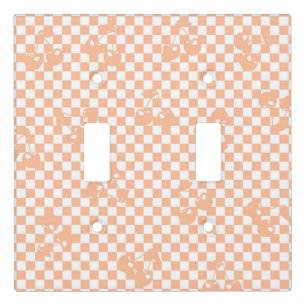 Peach Fuzz Cherry Gingham Pattern Light Switch Cover