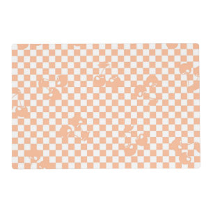 Peach Fuzz Cherry Gingham Pattern Placemat