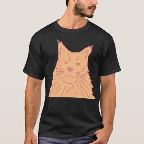 Peach Fuzz Color of the Year 2024 Maine Coon Cat T_Shirt