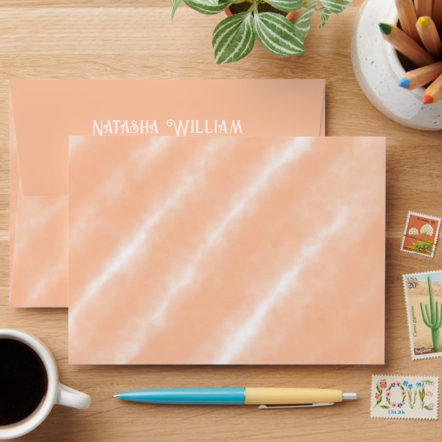 Peach Fuzz Color Watercolor Abstract Pattern Envelope (Desk)