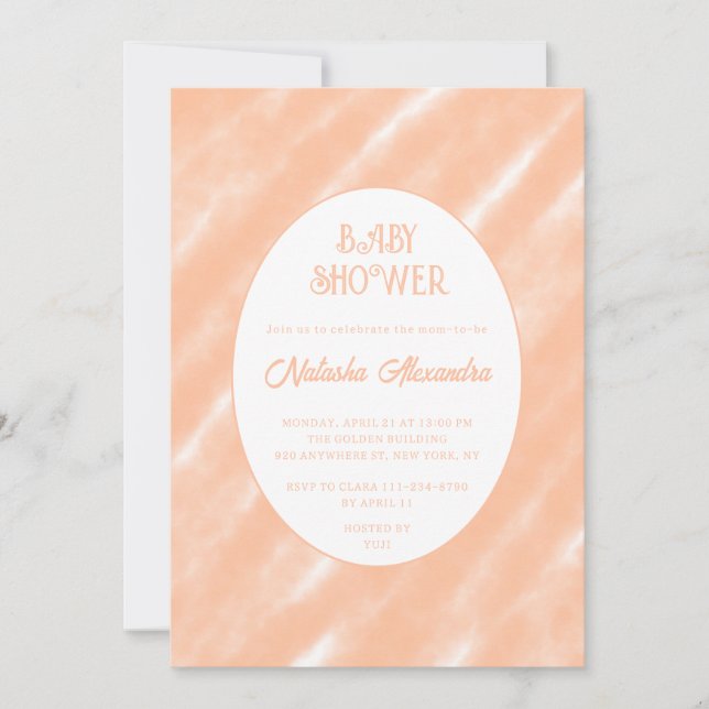 Peach Fuzz Color Watercolor Abstract Pattern Invitation (Front)