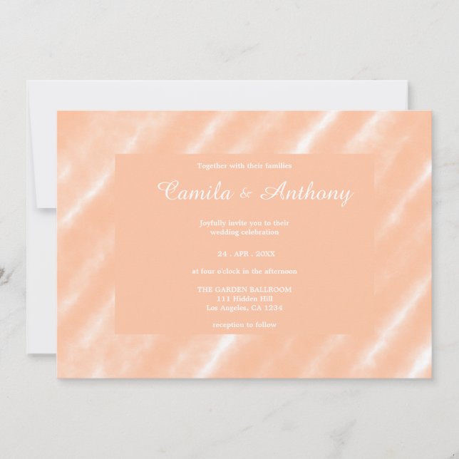 Peach Fuzz Color Watercolor Abstract Pattern Invitation (Front)