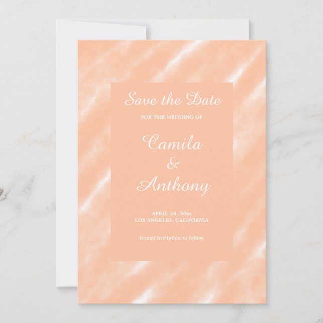 Peach Fuzz Color Watercolor Abstract Pattern Invitation (Front)