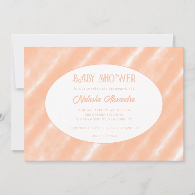 Peach Fuzz Color Watercolor Abstract Pattern Invitation (Front)