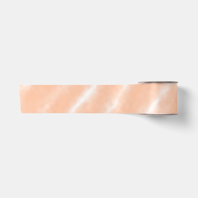 Peach Fuzz Color Watercolor Abstract Pattern Satin Ribbon (Front)