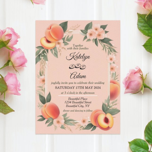 Peach Fuzz color, Wedding Invitations (Creator Uploaded)