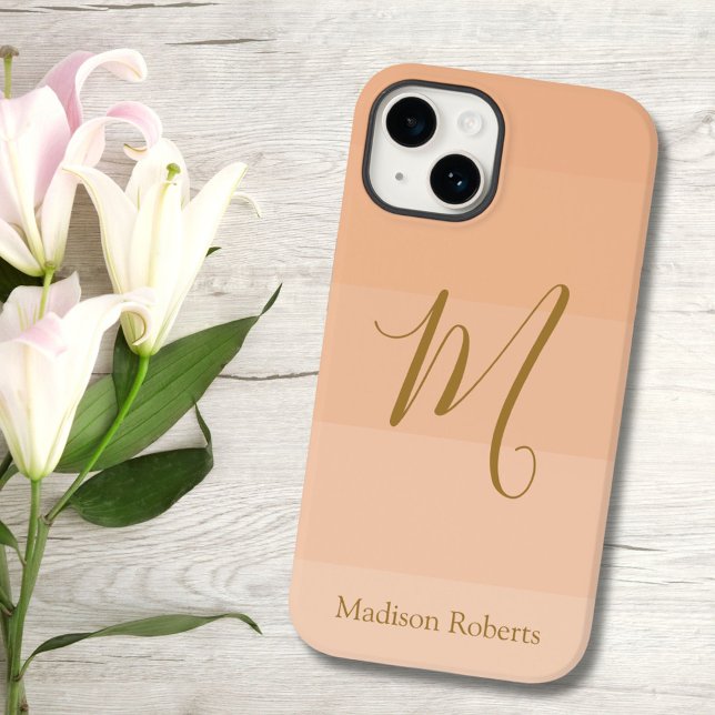 Peach Fuzz Custom Monogram Name  Case-Mate iPhone Case (Creator Uploaded)