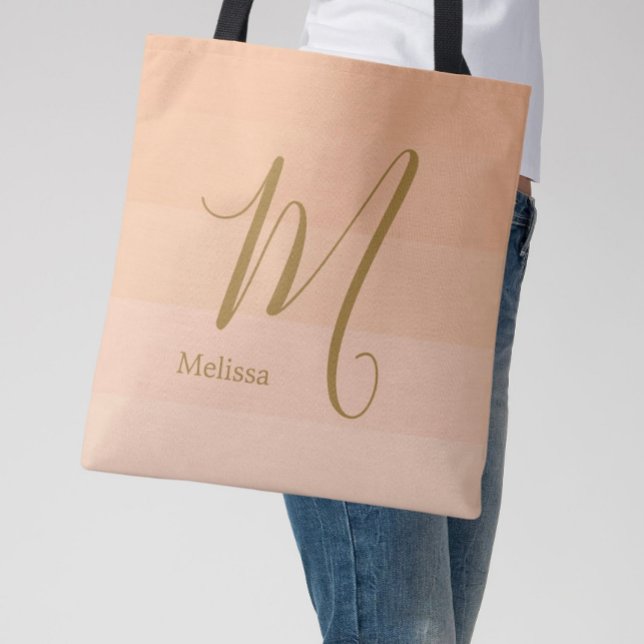 Peach Fuzz Custom Monogram Name  Tote Bag (Creator Uploaded)