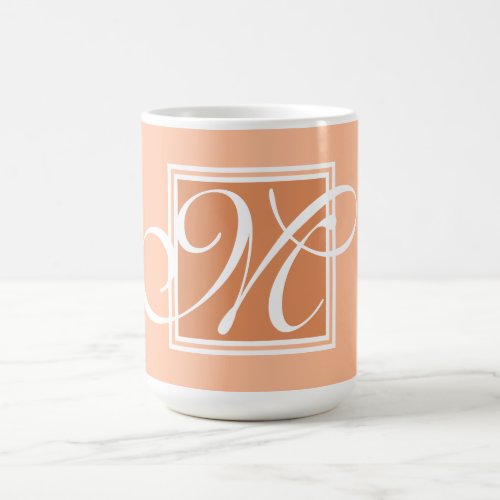 Peach fuzz elegant monogram calligraphy  coffee mug