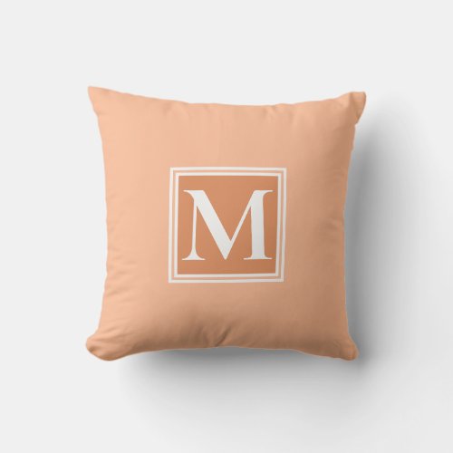 Peach fuzz elegant monogram calligraphy  throw pillow