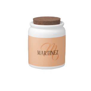 Peach Fuzz Elegant Personalized Name  Candy Jar