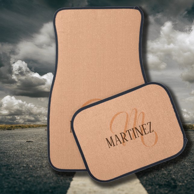 Peach Fuzz Elegant Personalized Name  Car Floor Mat (Creator Uploaded)