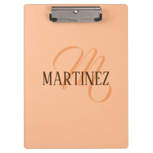 Peach Fuzz Elegant Personalized Name  Clipboard