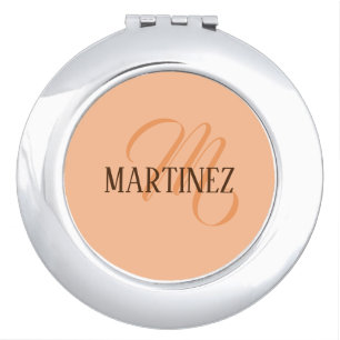 Peach Fuzz Elegant Personalized Name  Compact Mirror