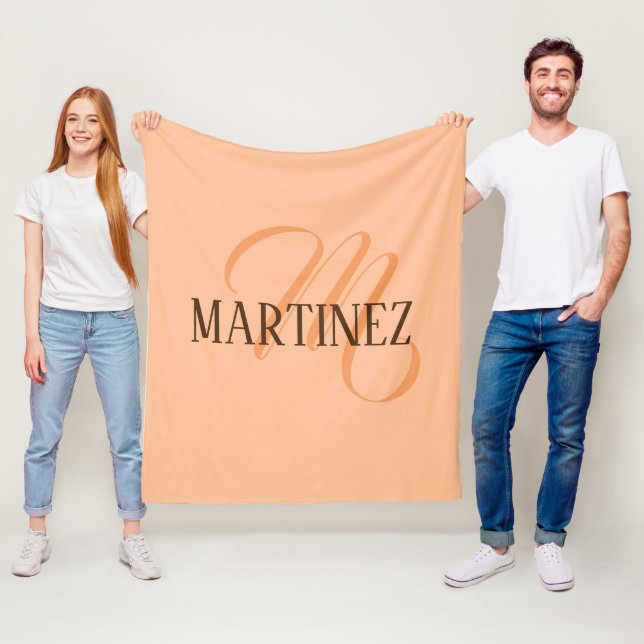 Peach Fuzz Elegant Personalized Name  Fleece Blanket (In Situ)