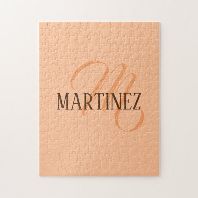 Peach Fuzz Elegant Personalized Name  Jigsaw Puzzle (Vertical)