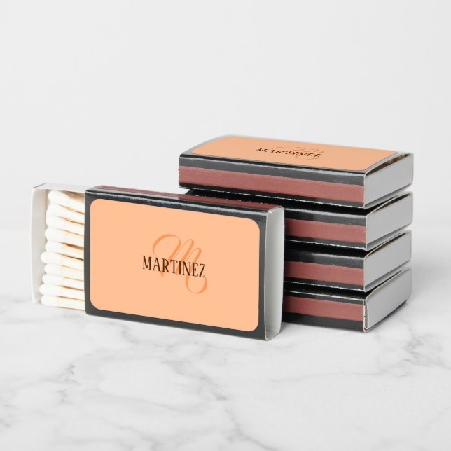 Peach Fuzz Elegant Personalized Name  Matchboxes (Stacked)