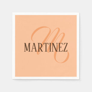Peach Fuzz Elegant Personalized Name  Napkins