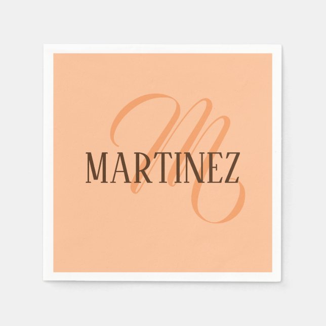 Peach Fuzz Elegant Personalized Name  Napkins (Front)