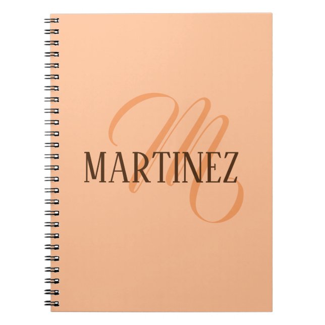 Peach Fuzz Elegant Personalized Name  Notebook (Front)