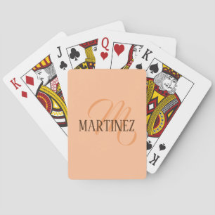 Peach Fuzz Elegant Personalized Name  Poker Cards