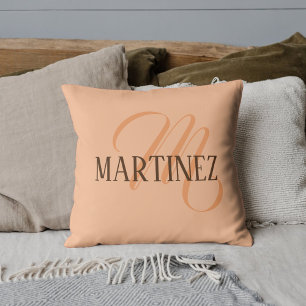 Peach Fuzz Elegant Personalized Name Throw Pillow