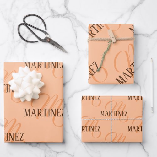 Peach Fuzz Elegant Personalized Name  Wrapping Paper Sheets