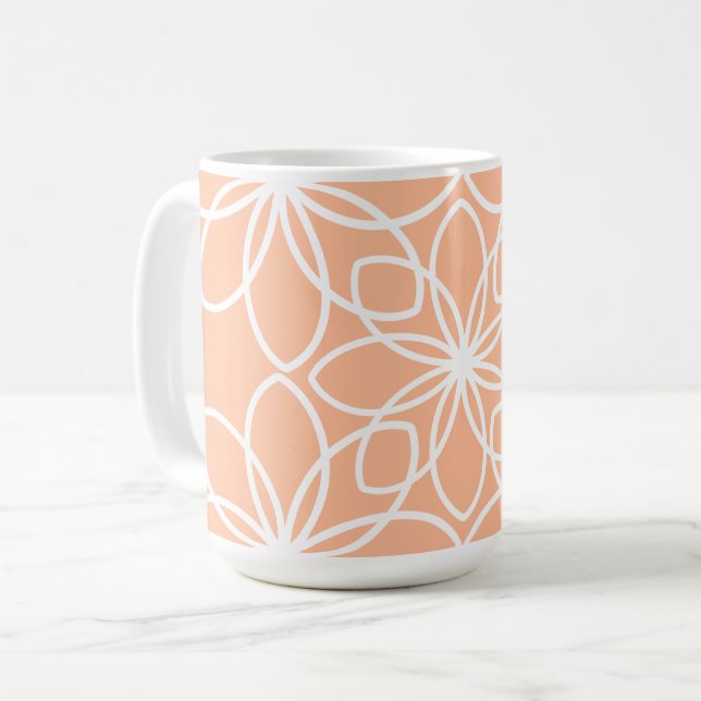 Peach fuzz elegant stylized floral design  coffee mug (Front Left)