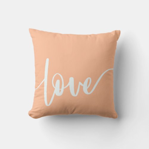 Peach fuzz elegant stylized text base love  throw pillow