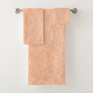 Peach Fuzz Faux Leather  Bath Towel Set