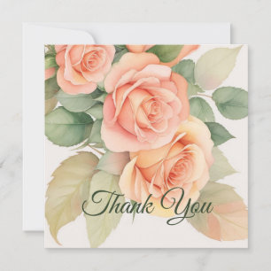 Peach Fuzz Floral Rose Background Thank You Card