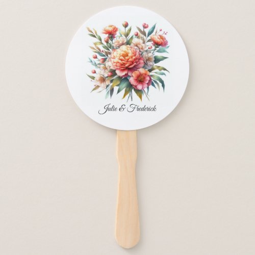 Peach Fuzz Floral Wedding Hand Fan