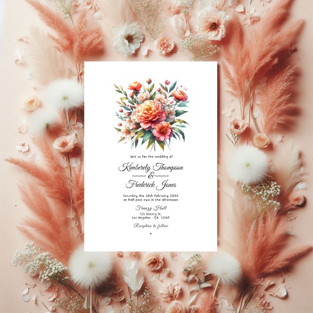 Peach Fuzz Floral Wedding Invitation (Creator Uploaded)