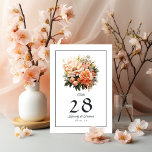 Peach Fuzz Floral Wedding Table Number