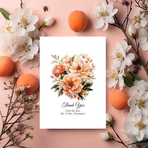 Peach Fuzz Floral Wedding Thank You Card
