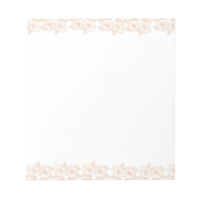 Peach Fuzz Flower Border Customizable & Elegant  Notepad (Front)