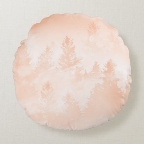 Peach Fuzz Forest Dream 1 wall decor art Round Pillow