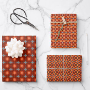 Peach Fuzz Geometric Pattern set 2 Wrapping Paper Sheets