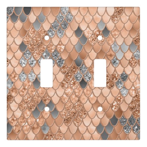 Peach Fuzz Gray Mermaid Scales Glam 1  Light Switch Cover