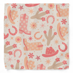 Peach Fuzz Groovy Cowgirl boots and hats pattern  Bandana