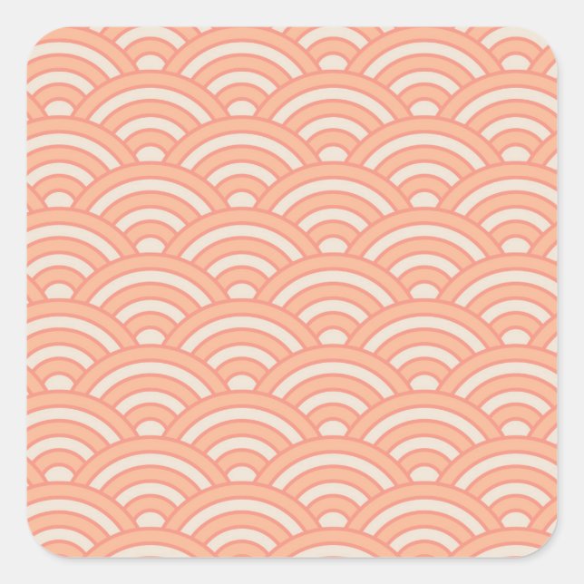 Peach Fuzz Japanese Waves Seigaiha  Square Sticker (Front)