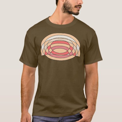 Peach Fuzz Minimal Ellipse Geometric Line Art T_Shirt