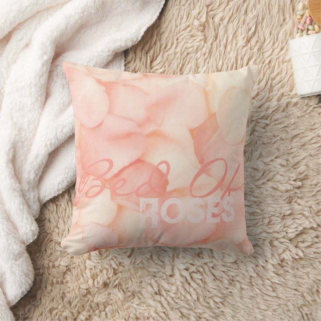 Peach Fuzz Minimalist Modern Rose Petal Valentines Throw Pillow (Blanket)