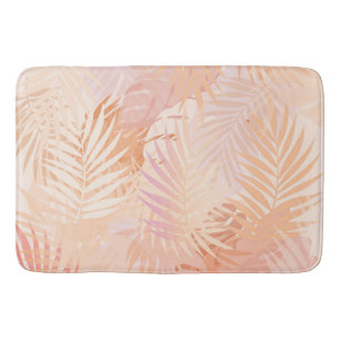 Peach Fuzz Minimalist Modern Tropical Leaves Bath Mat
