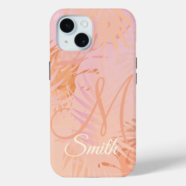 Peach Fuzz Minimalist Modern Tropical Leaves Case-Mate iPhone Case (Back)