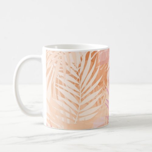 Peach Fuzz Minimalist Modern Tropical Leaves Coffee Mug
