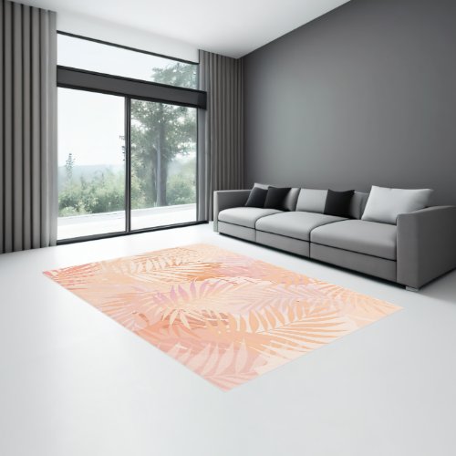 Peach Fuzz Minimalist Modern Tropical Leaves Rug